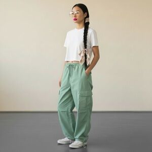 Free People Movement Mint Jade Green Parachute Drawstring Pants NWT Size Xlarge